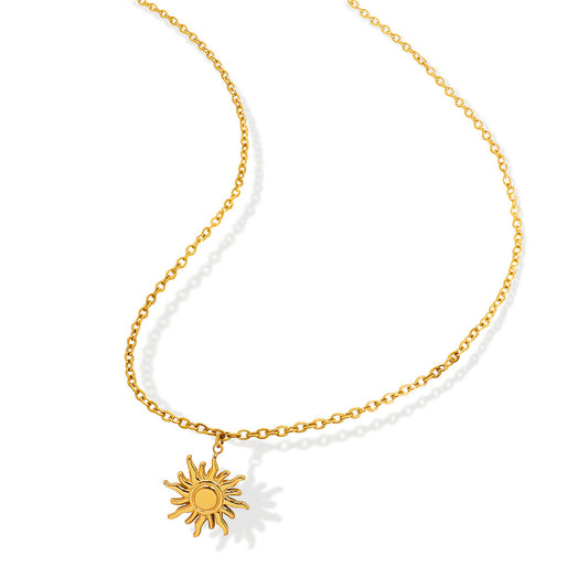 Kleine Sonnen-Anhängerkette aus 18k vergoldetem Edelstahl – stylischer Schmuck mit Symbolkraft
