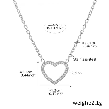 Doppelkette-Set: Herz-Anhänger mit Zirkonia & Kreuz-Kette mit Stahlperlen – 18K vergoldet oder silberner Edelstahl
