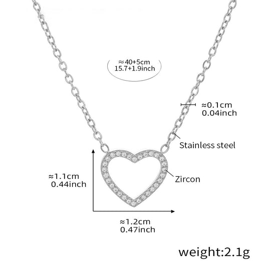 Doppelkette-Set: Herz-Anhänger mit Zirkonia & Kreuz-Kette mit Stahlperlen – 18K vergoldet oder silberner Edelstahl