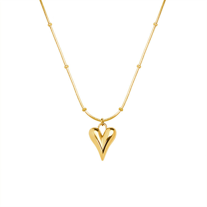 Minimalistisches Herz-Anhänger Halskette - 18K Echtgold Vergoldung / Edelstahl / Roségold (3 Farben)