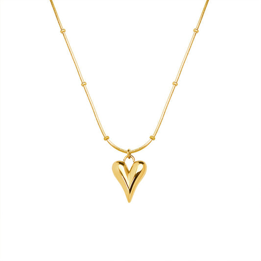 Minimalistisches Herz-Anhänger Halskette - 18K Echtgold Vergoldung / Edelstahl / Roségold (3 Farben)
