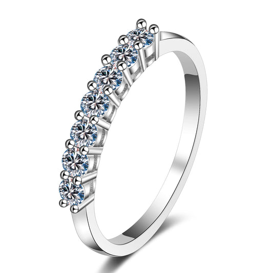 7-Prinzessinnen Zirkonia Ring (7 Steine) – 925er Sterlingsilber rhodiniert