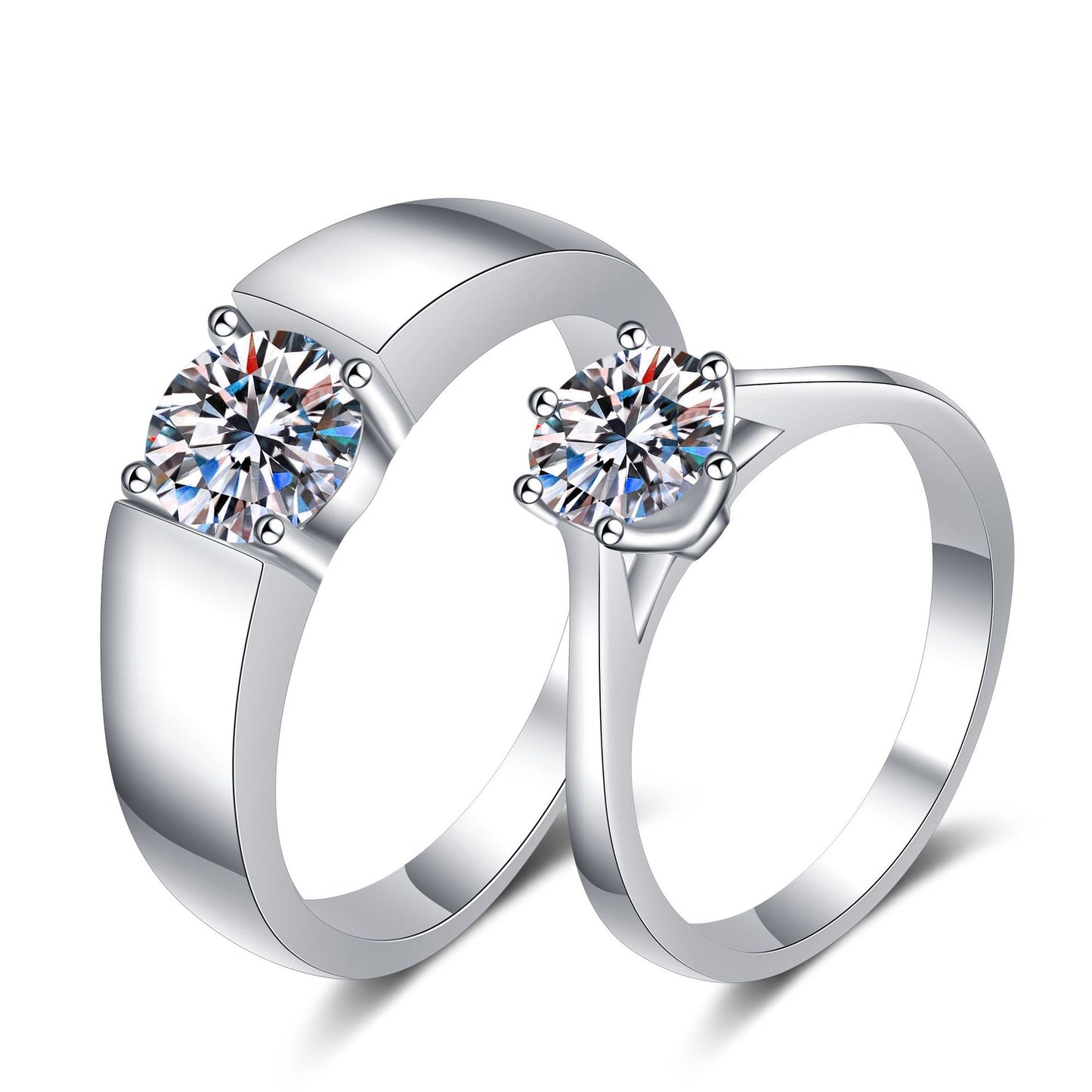 Zirkonia-Paarringe (1ct) | 925 Sterlingsilber mit Rhodium-Plattierung - Für Ihn & Sie