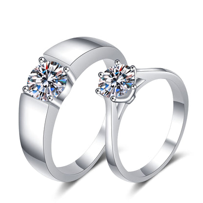 Zirkonia-Paarringe (1ct) | 925 Sterlingsilber mit Rhodium-Plattierung - Für Ihn & Sie