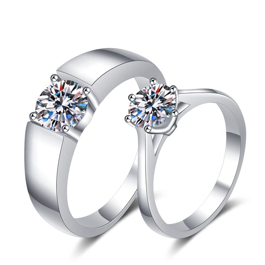 Zirkonia-Paarringe (1ct) | 925 Sterlingsilber mit Rhodium-Plattierung - Für Ihn & Sie