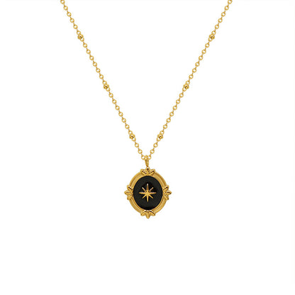 Französischer Hofstil Hexagramm-Anhänger | Edelstahlkette mit 18K Goldbeschichtung oder Hochglanz-Silberoptik - Königliche Eleganz