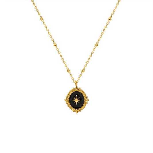 Französischer Hofstil Hexagramm-Anhänger | Edelstahlkette mit 18K Goldbeschichtung oder Hochglanz-Silberoptik - Königliche Eleganz