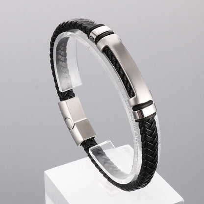 Schlichtes geflochtenes Lederarmband mit Magnetplatte – Unisex Design