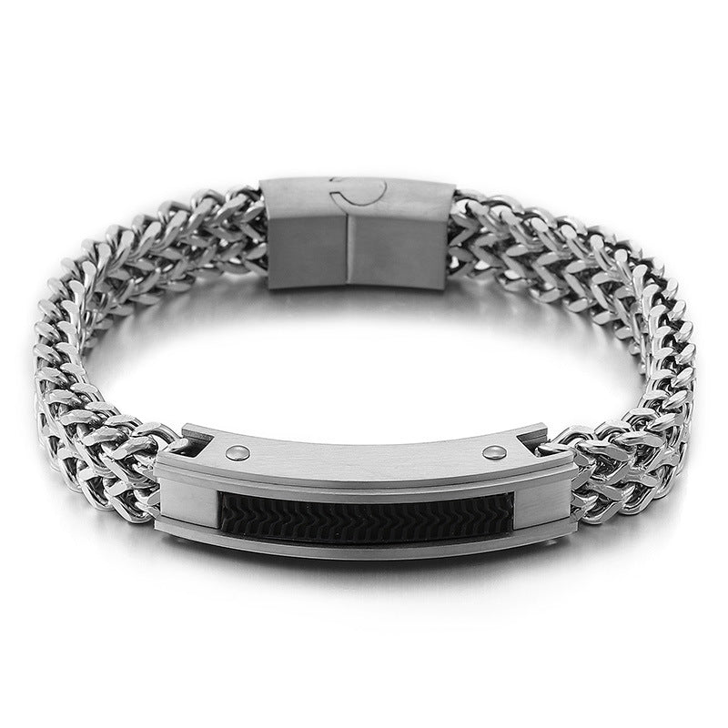 Punk Armband für Herren aus Edelstahl-Würfelkette mit Magnetverschluss – Robust & Rebellisch