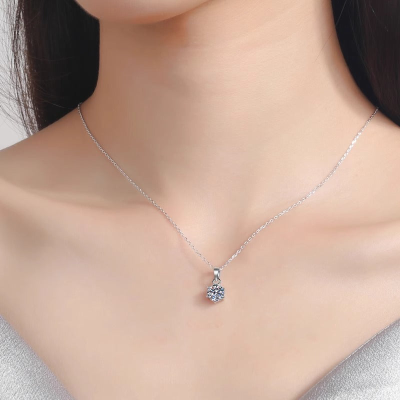 Moissanit-Anhängerkette | 0.5ct/1ct wählbar - 925 Sterlingsilber mit Rhodium-Plattierung