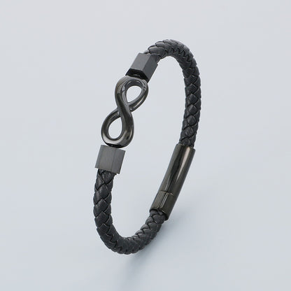 Personalisiertes Lederarmband für Männer mit Edelstahl & Unendlichkeitszeichen