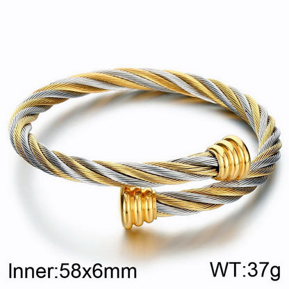 Edelstahl-Armband mit Kabelgeflecht-Design – Offener Verschluss für stylishen Look