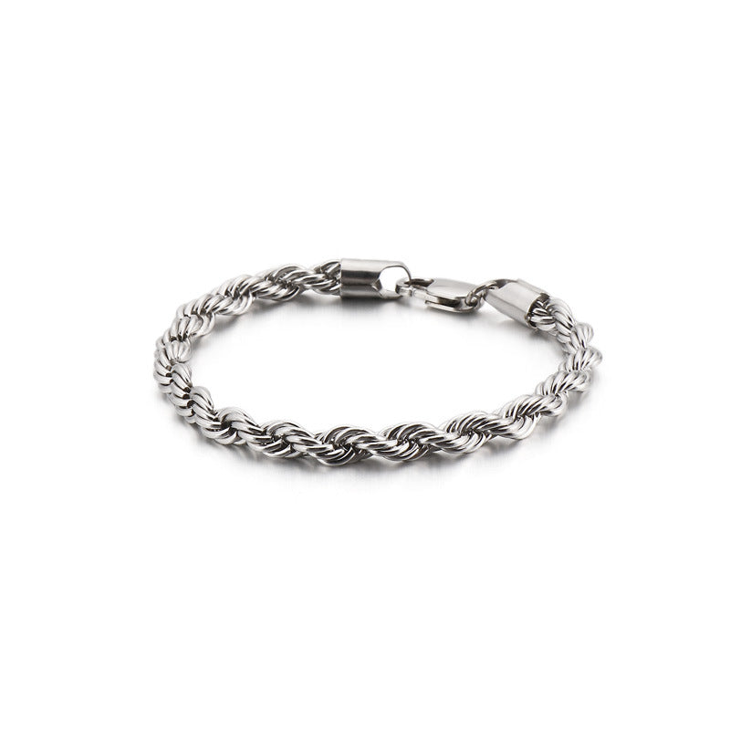 Herren Armband aus 18k vergoldetem Edelstahl - Geflochtenes Twisted Seil Design