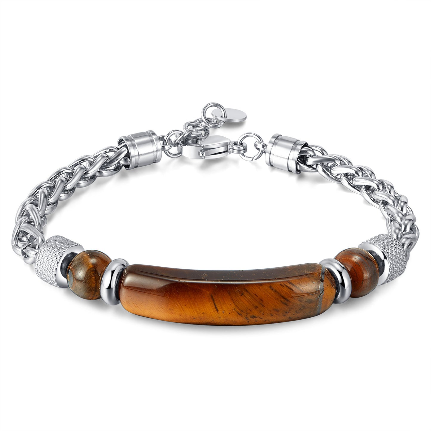 Edelstahl-Kettenarmband mit Tigerauge & Titan – Für Herren