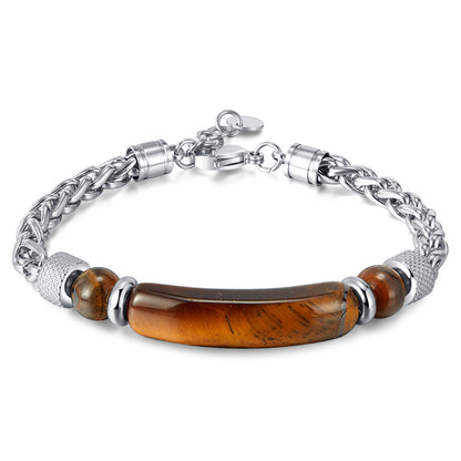 Edelstahl-Kettenarmband mit Tigerauge & Titan – Für Herren