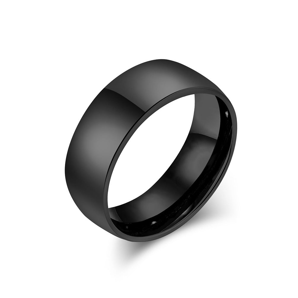 Schlichter Titanstahl Ring - Hochwertig glänzend in Schwarz & Stahlfarben - 18K Gold Beschichtung - Unisex Design - Edler Schmuck für Damen & Herren