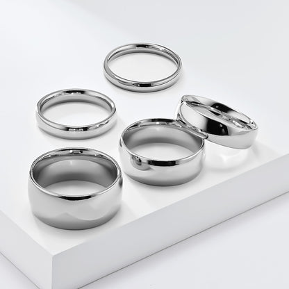 Schlichter Titanstahl Ring - Hochwertig glänzend in Schwarz & Stahlfarben - 18K Gold Beschichtung - Unisex Design - Edler Schmuck für Damen & Herren