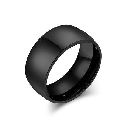 Schlichter Titanstahl Ring - Hochwertig glänzend in Schwarz & Stahlfarben - 18K Gold Beschichtung - Unisex Design - Edler Schmuck für Damen & Herren