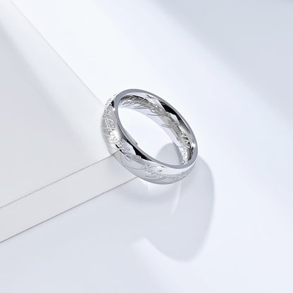 Herr der Ringe Ring - Titanstahl Mittelerde-Replik mit Elfen-Inschriften - Filmgenaue Dark Edition