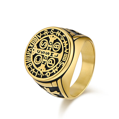Gothic Kreuz Ring - Edelstahl Männerschmuck mit Okkultem Design - Punk & Rock Accessoire