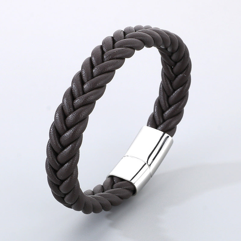 Schlichtes Lederarmband für Herren mit Edelstahl – Handgeflochten & Minimalistisch