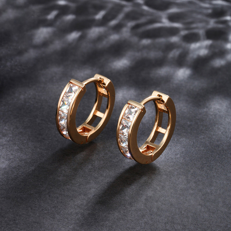 Quadratische Zirkonia Ohrclips - 18K vergoldete Kupferlegierung (1,5 cm)