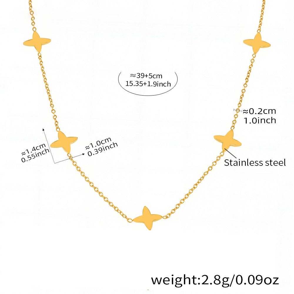Glücksklee-Anhängerkette mit Zirkonia & Perlen – 18K vergoldeter Edelstahl oder Silberoptik für stylisches Layering