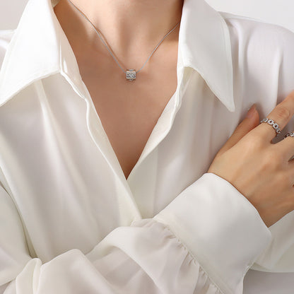 Zirkonia-besetzter Hohlzylinder Anhänger - Edelstahlkette mit 18K Gold oder Hochglanz-Silber | Vielseitig & farbecht