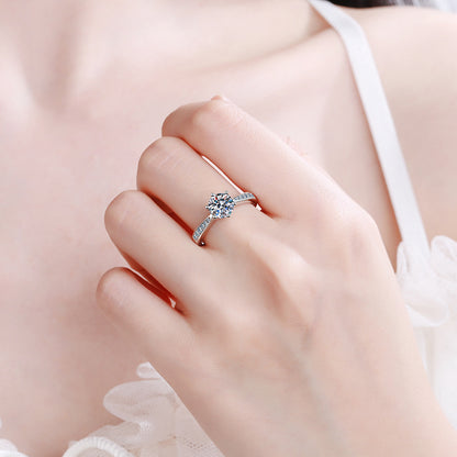 Sechskrallen-Zirkonia Ring mit Mikrofasung – 6,5mm|8mm – 925er Sterlingsilber rhodiniert