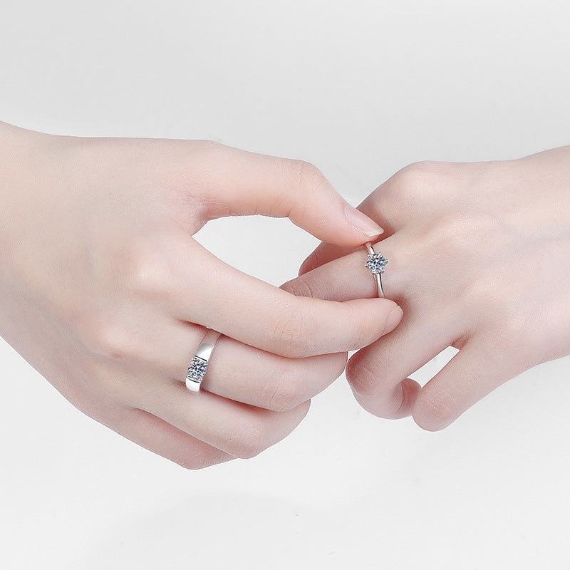 Zirkonia-Paarringe (1ct) | 925 Sterlingsilber mit Rhodium-Plattierung - Für Ihn & Sie