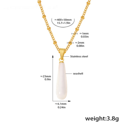 Tropfenförmige Muschel Anhänger Kette - Edelstahl 18k Gold beschichtet | Stahlfarbe (2 Farben wählbar)