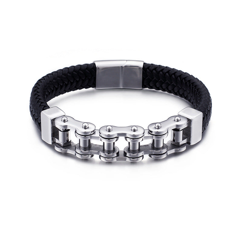 Herren Armband aus Edelstahlkette & geflochtenem Leder – Robust & Stilvoll