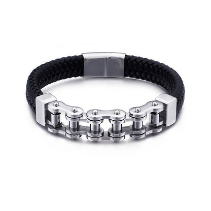 Herren Armband aus Edelstahlkette & geflochtenem Leder – Robust & Stilvoll