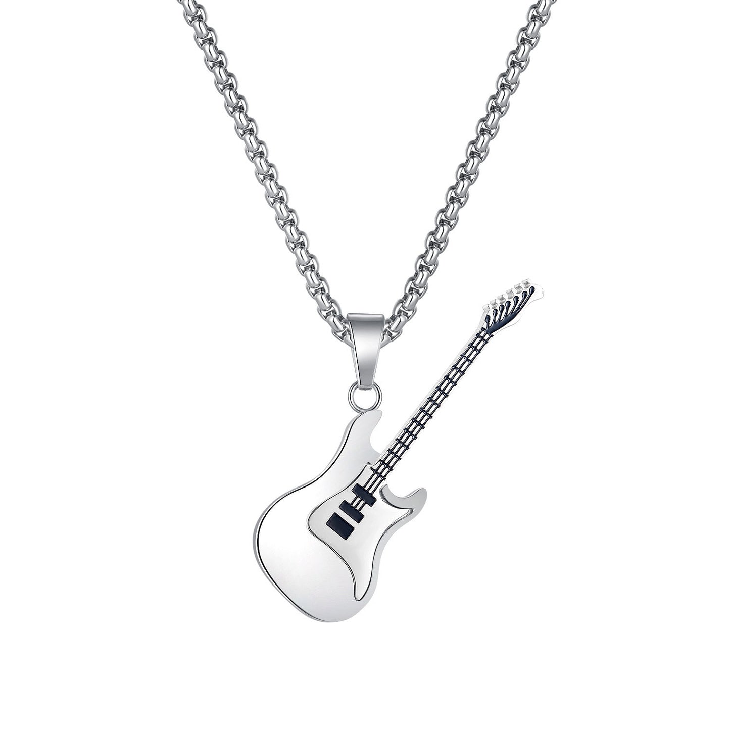 Hip-Hop Gitarren-Anhänger Straßenstyle – Klassisches Titan-Halsband für Männer