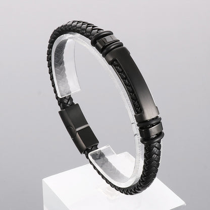 Schlichtes geflochtenes Lederarmband mit Magnetplatte – Unisex Design