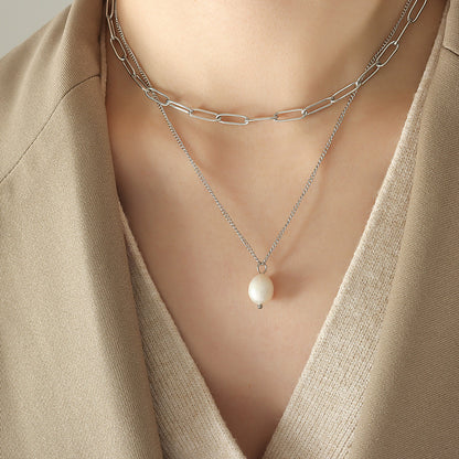 Minimalistische Perlenkette mit Zuchtperlen-Anhänger – mehrlagig & elegant