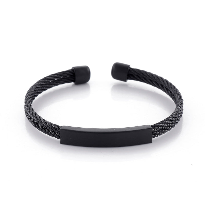 Offenes Herren-Armband aus Edelstahl – Geflochtenes Drahtseil mit Twisted-Look
