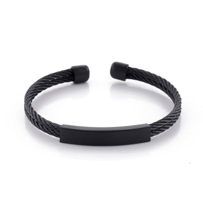 Offenes Herren-Armband aus Edelstahl – Geflochtenes Drahtseil mit Twisted-Look