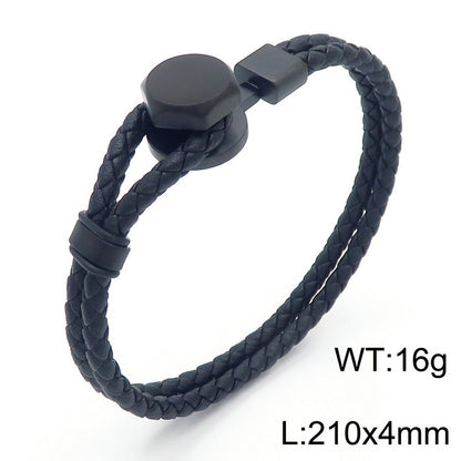 Retro Lederarmband mit Punkträgern – Doppelt geflochten & Individuell