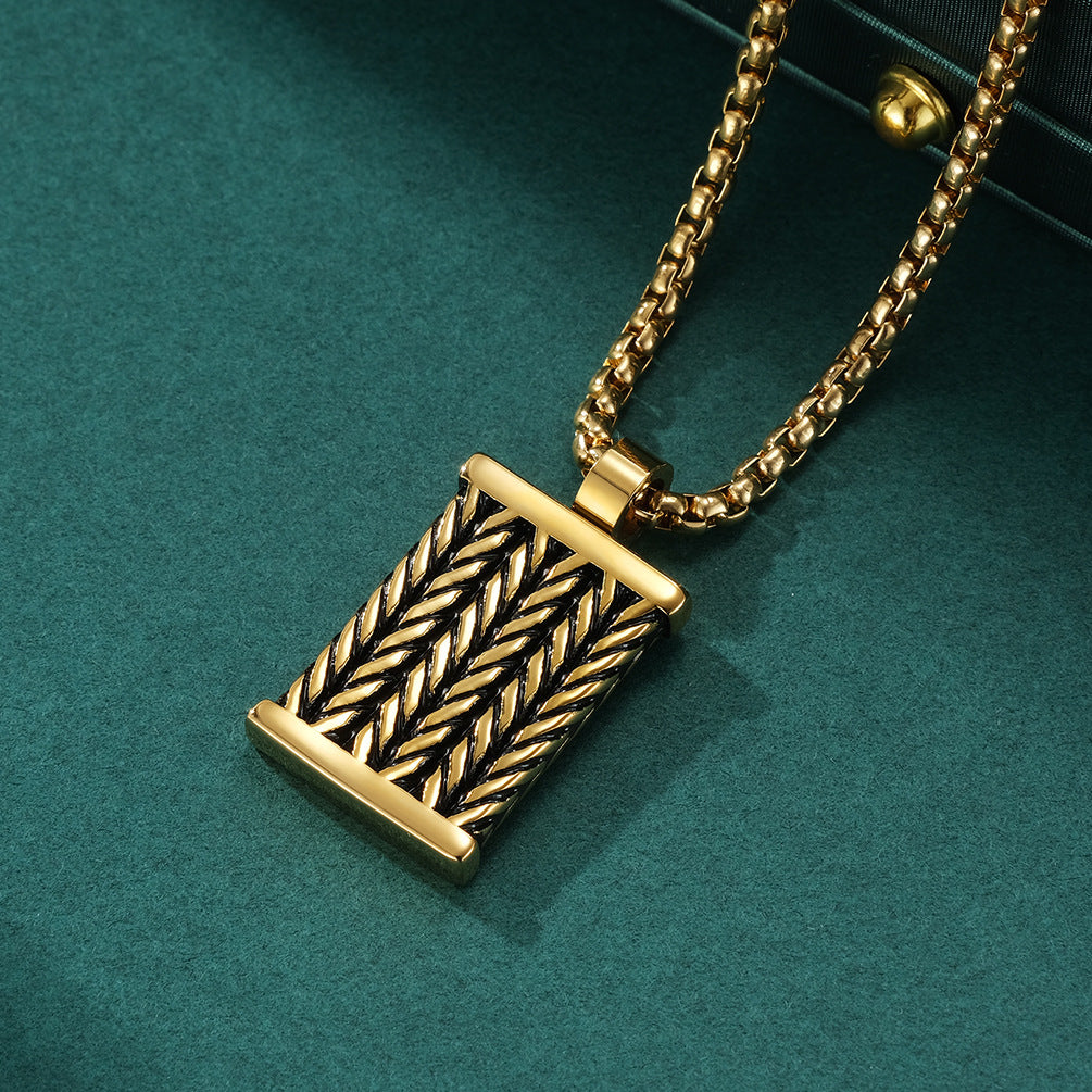 Handgedrehte Herrenkette | 316L Edelstahl mit Schmiedetextur - Industriestyle