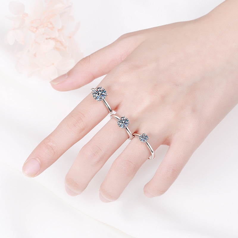 Vierkrallen-Zirkonia Ring (5mm|6.5mm|8mm) aus 925er Silber mit Rhodiumbeschichtung