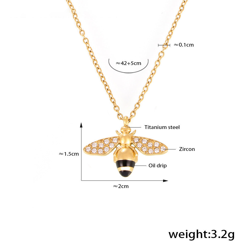 【Charmante Bienen-Anhängerkette】Edelstahl-Halskette – vergoldet oder silberfarben