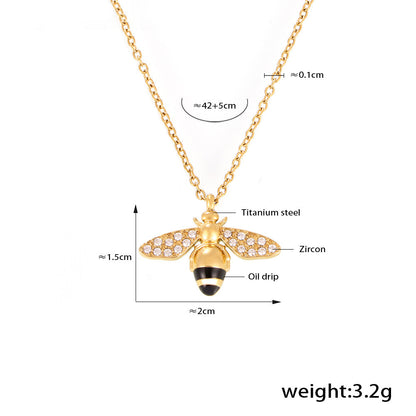 【Charmante Bienen-Anhängerkette】Edelstahl-Halskette – vergoldet oder silberfarben