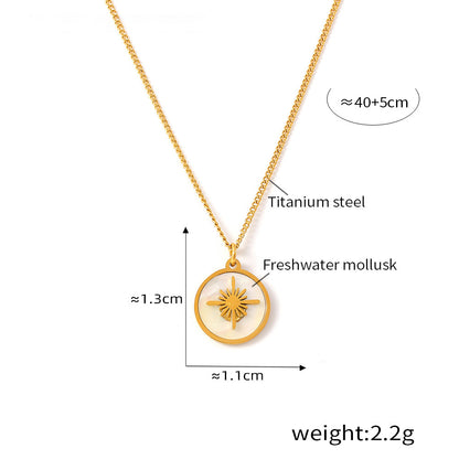 Vintage-Stern-Anhänger mit Muschelmotiv – Edelstahlkette in 18k Gold oder Silber