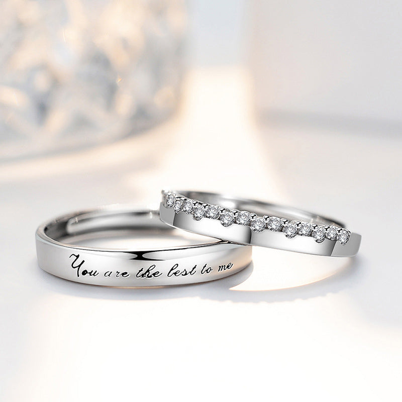 S925 Sterlingsilber 'You Are The Best To Me' Paarringe - Verstellbare Größe, rhodinierte Weißgold-Optik mit funkelnden Zirkonia-Steinen
