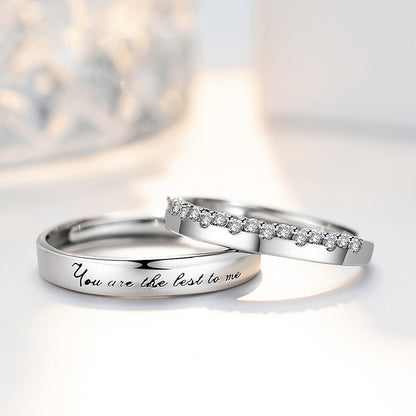 S925 Sterlingsilber 'You Are The Best To Me' Paarringe - Verstellbare Größe, rhodinierte Weißgold-Optik mit funkelnden Zirkonia-Steinen