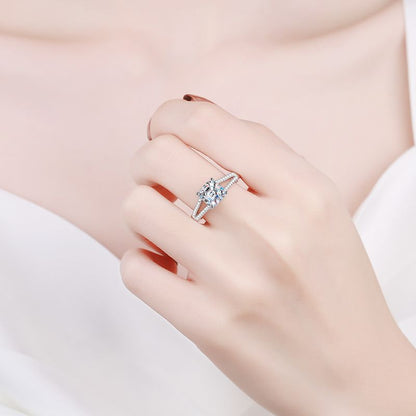 Asscher-Schliff Zirkonia Ring (2ct) mit Mikrofasung – 925er Sterlingsilber rhodiniert