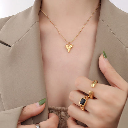 Minimalistisches Herz-Anhänger Halskette - 18K Echtgold Vergoldung / Edelstahl / Roségold (3 Farben)