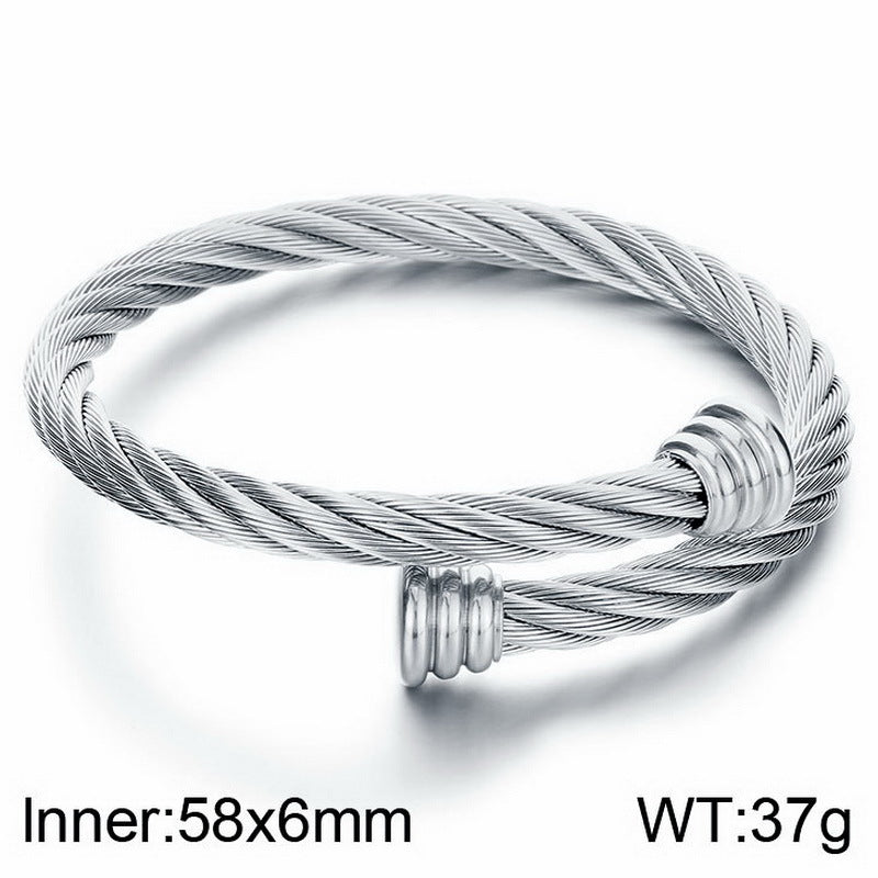 Edelstahl-Armband mit Kabelgeflecht-Design – Offener Verschluss für stylishen Look