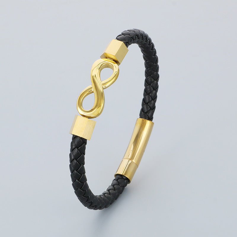 Personalisiertes Lederarmband für Männer mit Edelstahl & Unendlichkeitszeichen